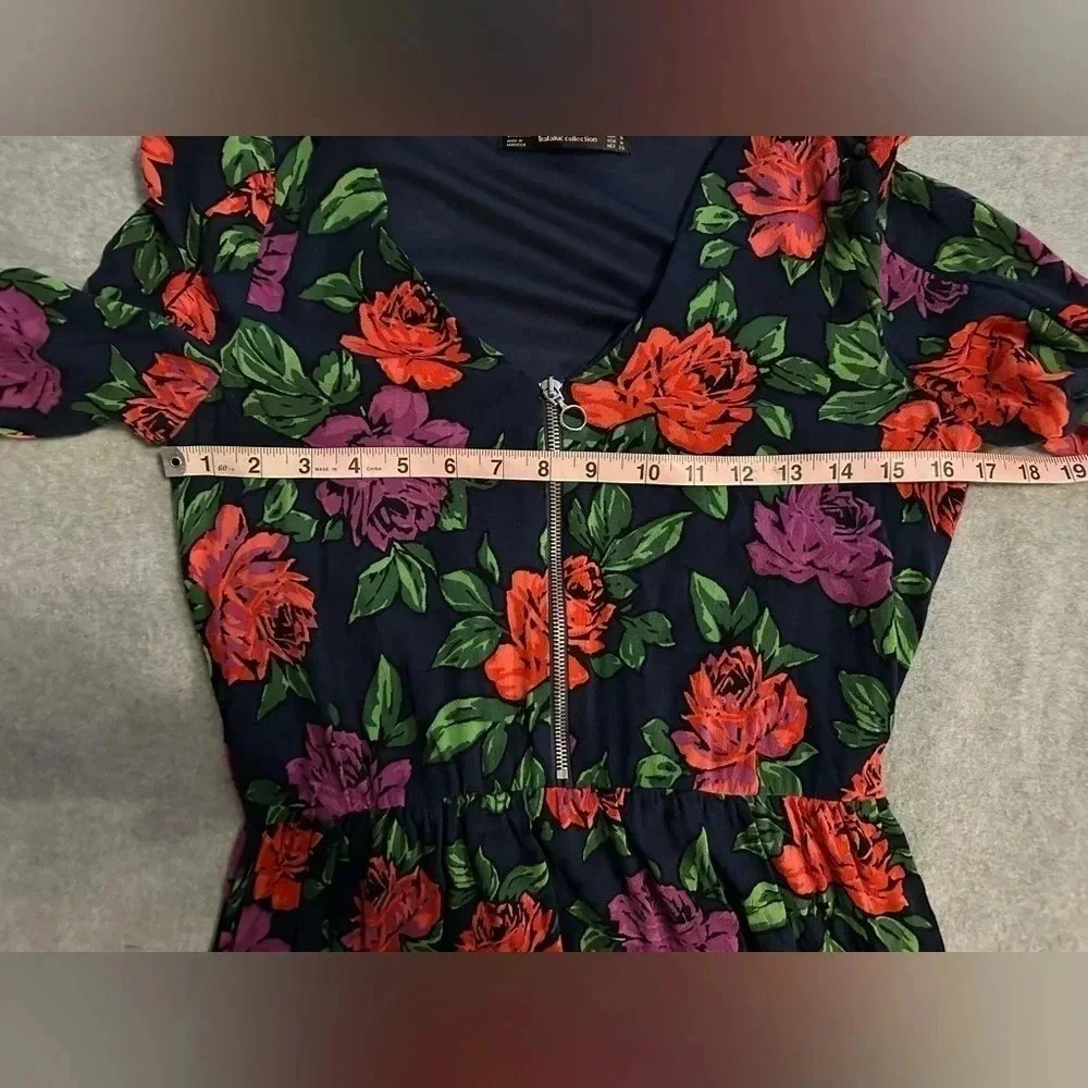 Zara Trafaluc Collection Floral Zip Front Dress - Size M - Picture 5 of 6